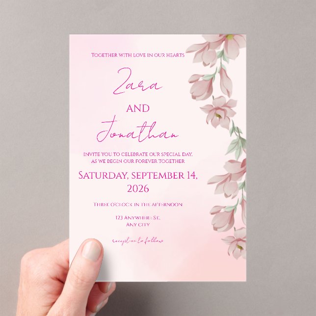 Pink floral invitation (Insitu (Handheld))