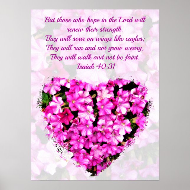 PINK FLORAL ISAIAH 40:31 SOAR ON EAGLE'S WINGS POSTER (Front)