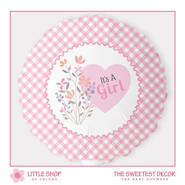 Pink Floral It’s a Girl Baby Shower Balloon (Creator Uploaded)
