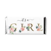 Pink Floral Its a Girl Gender Reveal Baby Shower  Hershey Bar Favors