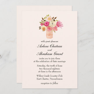 Pink Floral Joy Wedding Invitation