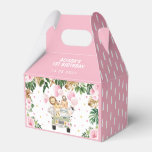 Pink Floral Jungle Safari Animals Girl Birthday Favor Boxes