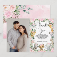 Pink Floral Jungle Wild Animals Baby Shower Photo