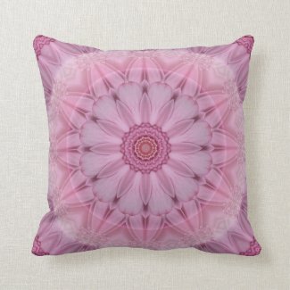 Pink Floral Kaleidoscope Romantic Pillow