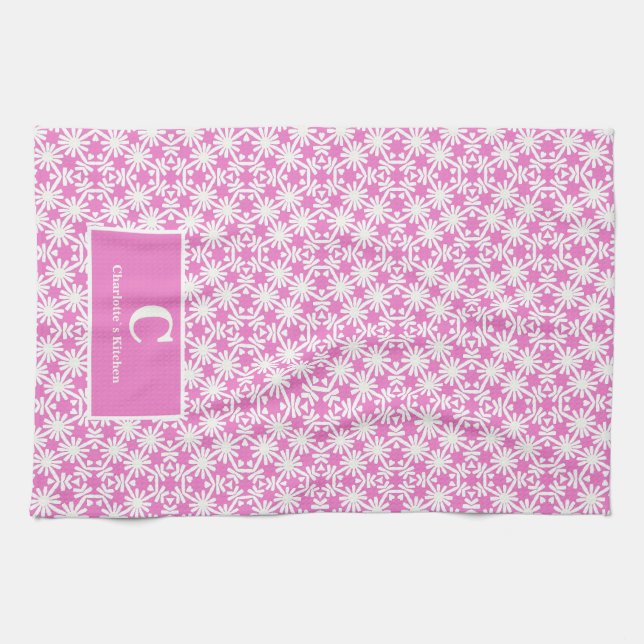 Pink floral kitchen towel (Horizontal)