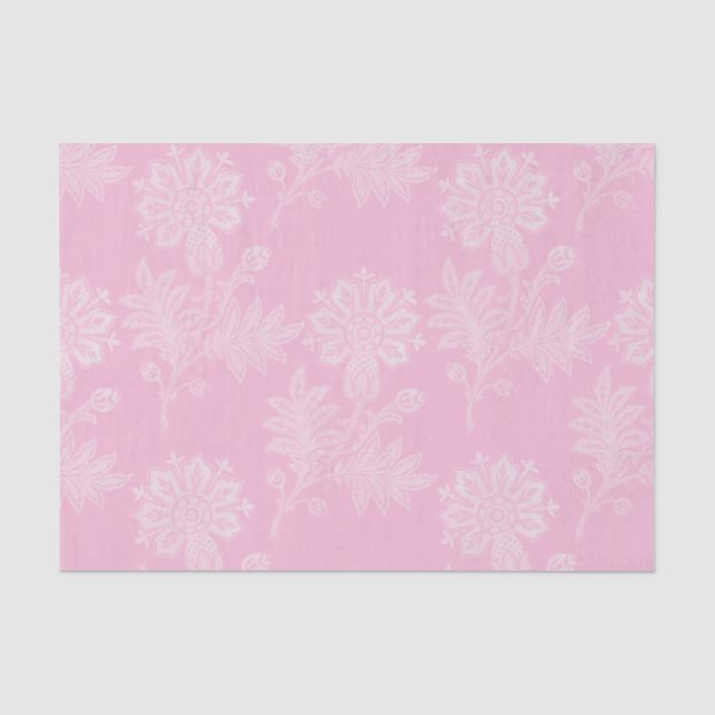Pink Floral Lace Bridal Shower Tissue Paper (Front)