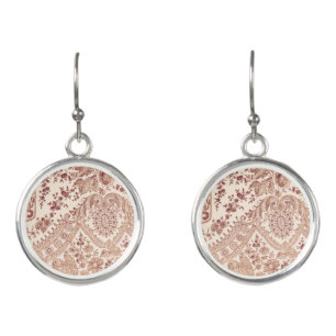 Pink Floral Lace Earrings