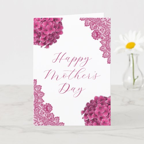 Pink Floral Lace Photo Happy Mothers Day Card
