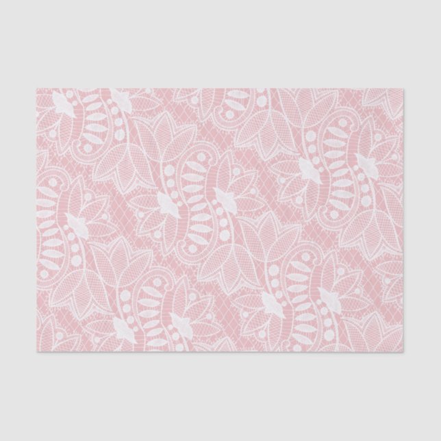 Pink Floral Lace Tissue Paper (Front)