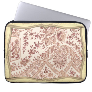 Pink Floral Lace With Roses Laptop Sleeve