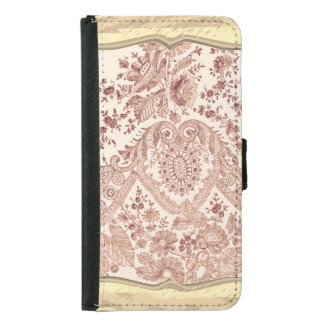 Pink Floral Lace With Roses Samsung Galaxy S5 Wallet Case
