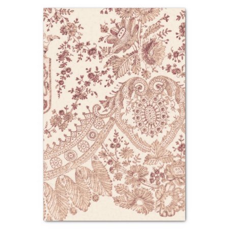 Pink Floral Lace With Roses Tissue Paper