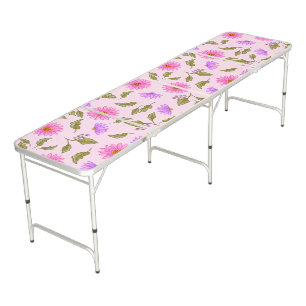 Pink Floral Lacy Daisy Ping Pong Beer Table