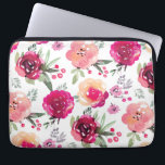 Pink Floral Laptop Sleeve<br><div class="desc">============ ABOUT THIS DESIGN ============ Shades of pink flowers and leaves pattern on a laptop sleeve makes a stunning fashion statement. ADD your name, your initial, any wording or add photo to customize for yourself or give as a gift. MATCHING iPhone case and iPad case available. Perfect for a birthday...</div>
