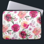 Pink Floral Laptop Sleeve<br><div class="desc">============ ABOUT THIS DESIGN ============ Shades of pink flowers and leaves pattern on a laptop sleeve makes a stunning fashion statement. ADD your name, your initial, any wording or add photo to customize for yourself or give as a gift. MATCHING iPhone case and iPad case available. Perfect for a birthday...</div>