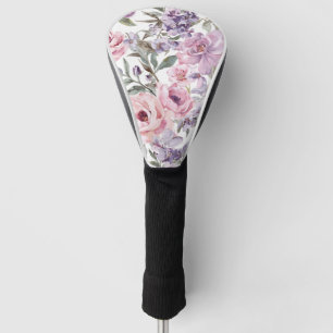 Pink Floral Lavender Rose Watercolor Purple Flower Golf Head Cover