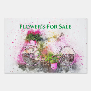 Pink Floral Lawn Yard Sign