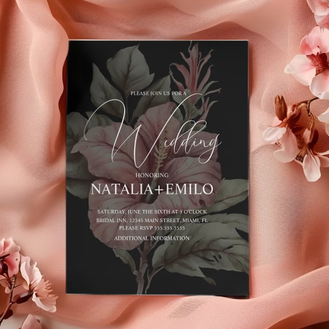 Pink Floral Layered Plant Wedding  Invitation (Creator Uploaded)
