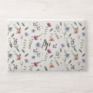 Pink Floral Leaves Watercolor Pattern HP Laptop Skin