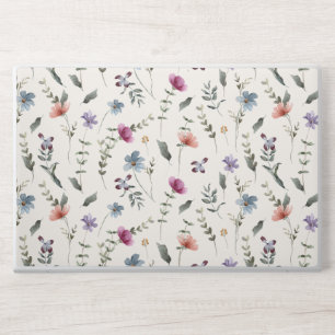 Pink Floral Leaves Watercolor Pattern HP Laptop Skin