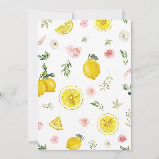 Pink Floral Lemon Baby Shower Invitation | Zazzle