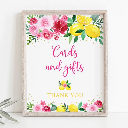 Pink Floral Lemon Birthday Cards and Gifts Sign