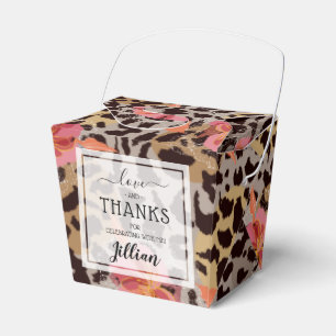 Pink Floral Leopard Print Favor Boxes
