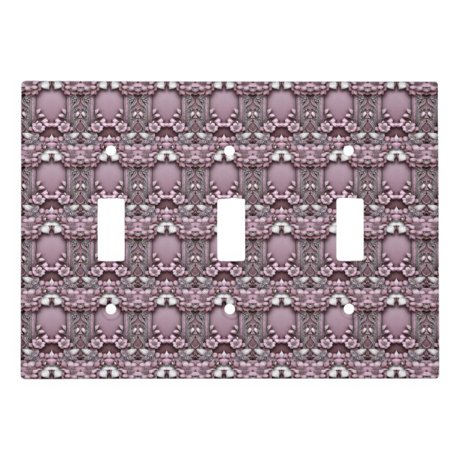 Pink Floral Light Switch Cover (Front)