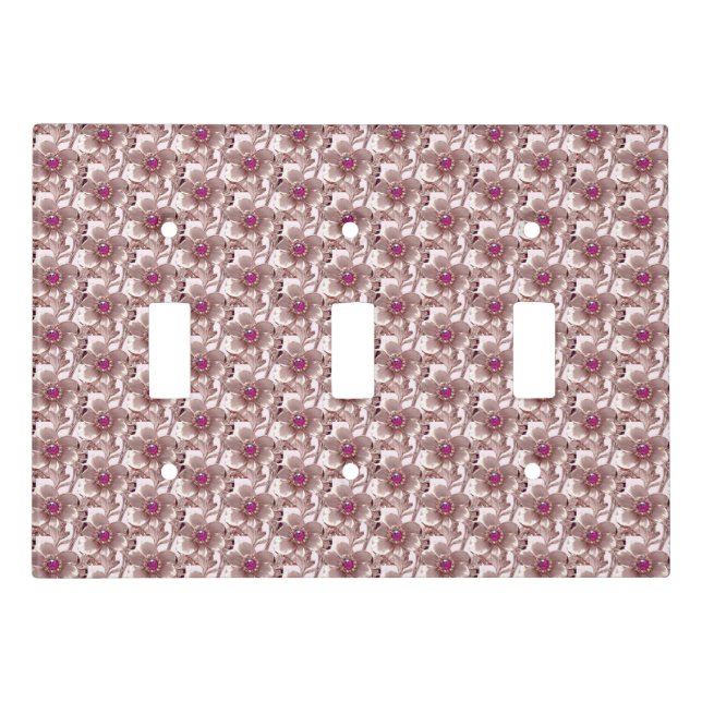 Pink Floral Light Switch Cover (Front)
