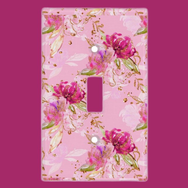 Pink floral light switch cover (Creator Uploaded)