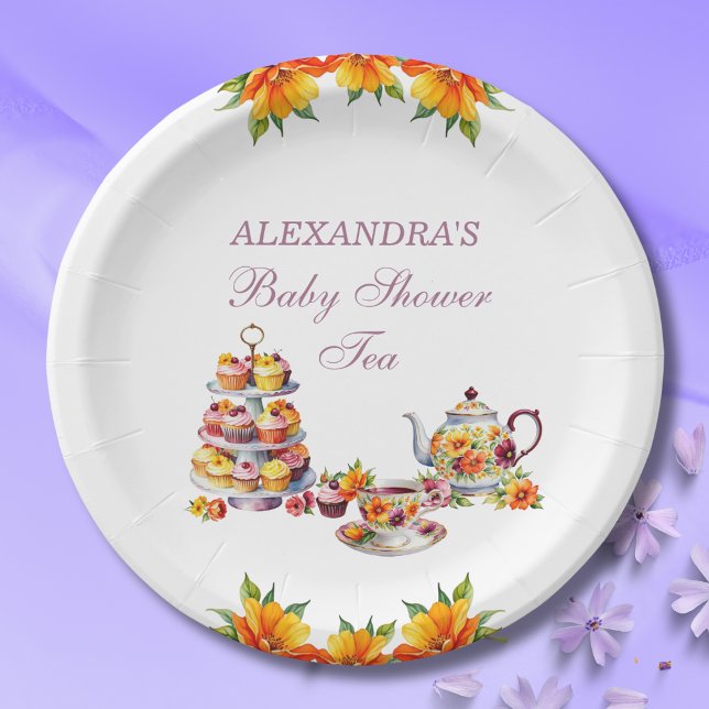 Pink Floral Lilac Tea Party Baby Shower  Paper Plates (Creator Uploaded)