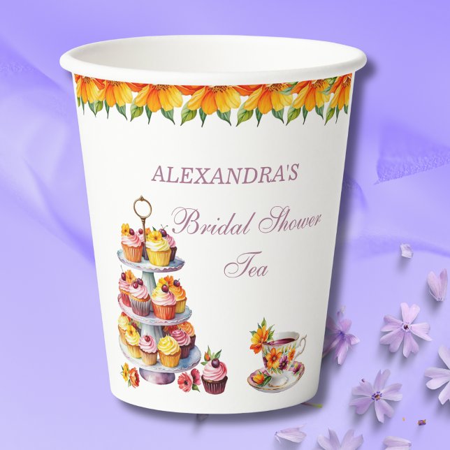 Pink Floral Lilac Tea Party Bridal Shower Paper Cu Paper Cups (Creator Uploaded)