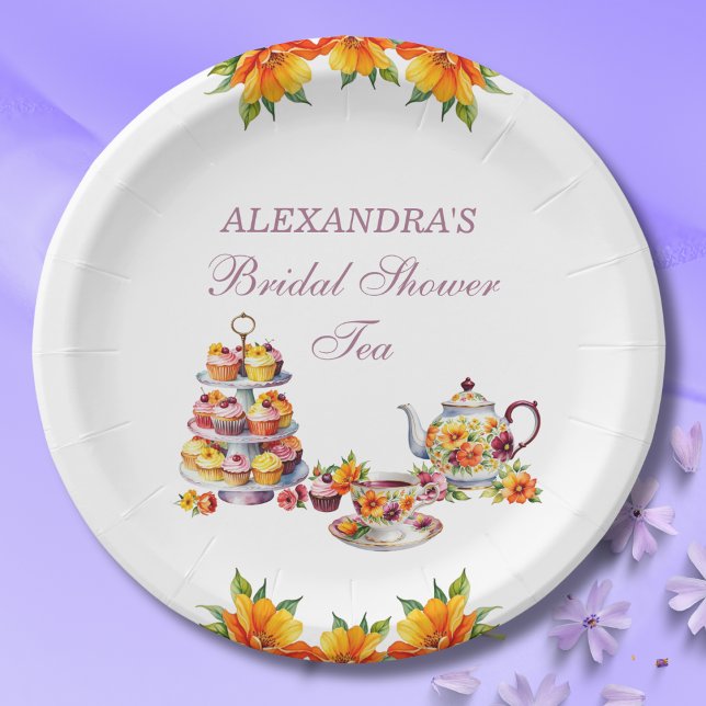 Pink Floral Lilac Tea Party Bridal Shower Paper Pl Paper Plates (Creator Uploaded)