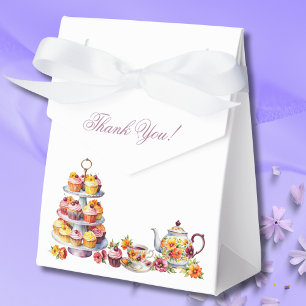 Pink Floral Lilac Whimsical Tea Bridal Shower Favor Boxes