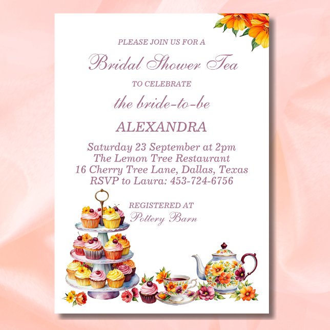 Pink Floral Lilac Whimsical Tea Bridal Shower   Invitation (Creator Uploaded)