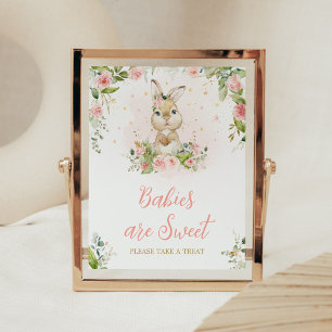 Pink Floral Little Bunny Babies are Sweet Poster