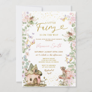 Pink Floral Little Fairy Baby Shower  Invitation