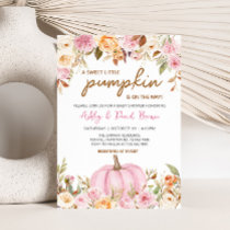 Pink Floral Little Pumpkin Baby Shower  Invitation