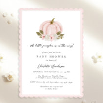 Pink Floral Little Pumpkin Baby Shower Invitation