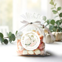 Pink Floral Little Pumpkin Fall Baby Shower Classic Round Sticker