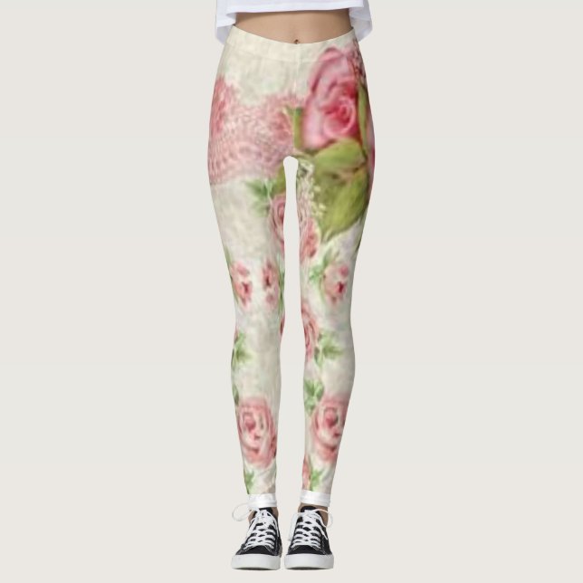pink floral long leggings (Front)