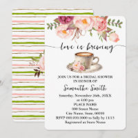 Pink Floral Love is Brewing Bridal Shower Coffee