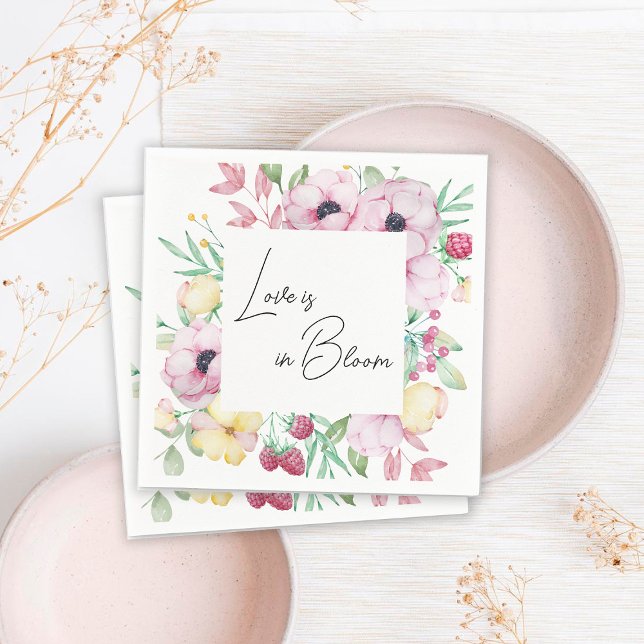 Pink Floral Love is in Bloom Bridal Shower Napkins (Creator Uploaded)