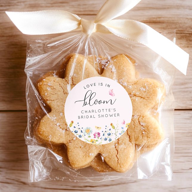 Pink Floral Love is in Bloom Classic Round Sticker (Creator Uploaded)