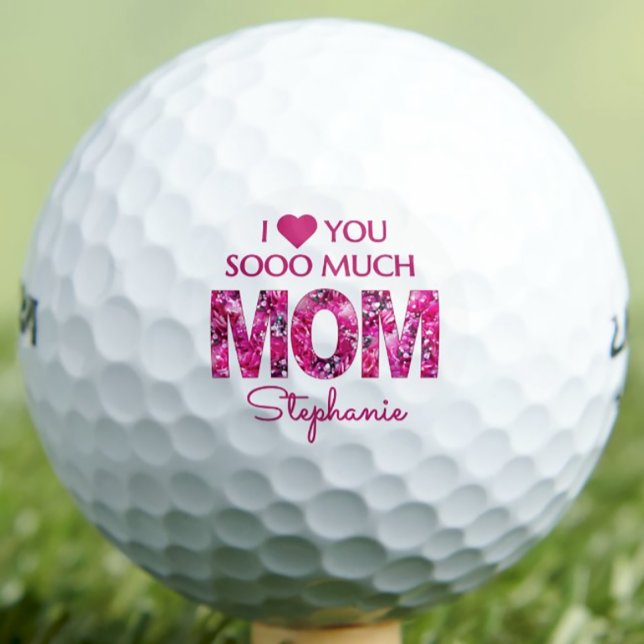 Pink Floral Love Mom – Custom Gift Mother’s Day Golf Balls (Creator Uploaded)