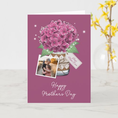 Pink Floral Love You Mom 2 Photo Mothers Day Card