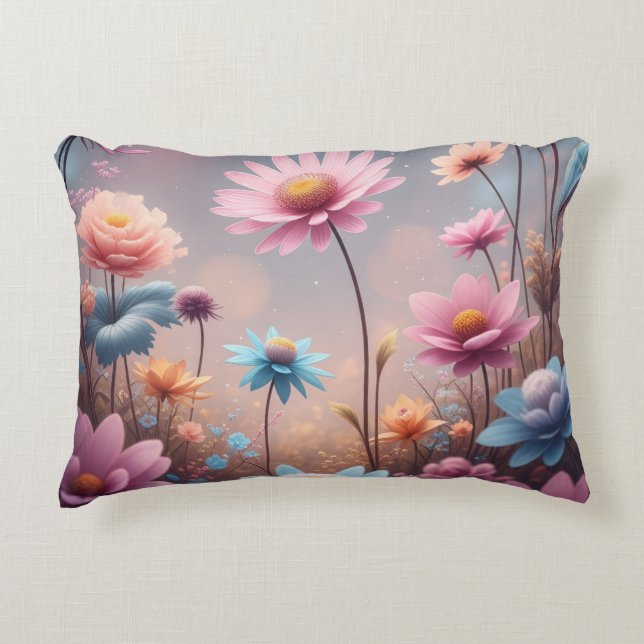 Pink floral Lumbar Pillow (Front)