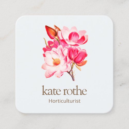 Pink Floral Magnolia Business Card