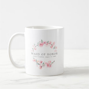 Pink Floral Maid of Honor Coffee Mug