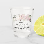 Pink Floral Maid Of Honor Proposal Shot Glass at Zazzle